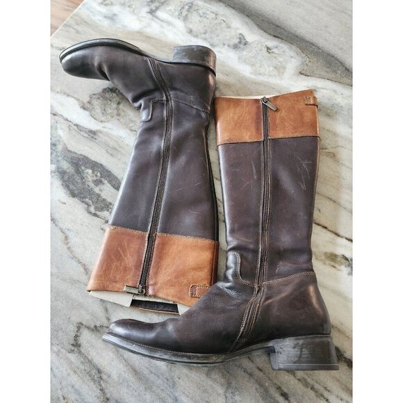 Womens Italian Leather 2‎ Toned Riding Boots Size 37 Tremp - Picture 5 of 9